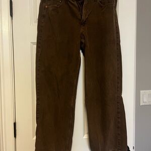 H&M &Denim Straight-Leg Jeans in Deep Brown
